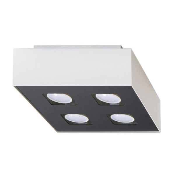 Plafonnier Acier Blanc/Noir GU10 4 Mono