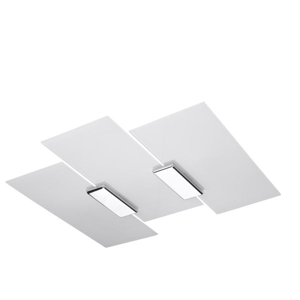 Plafonnier Acier Chrome/Blanc E27 3 Fabiano
