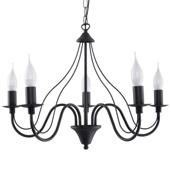 Lustre Acier Noir E14 5 Minerwa