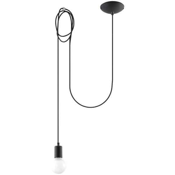 Suspension Tissu Noir E27 1 Edison Long