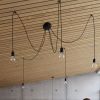 Lustre Tissu Noir E27 3 Edison