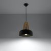 Suspension Acier Noir/Bois Naturel E27 1 Casco