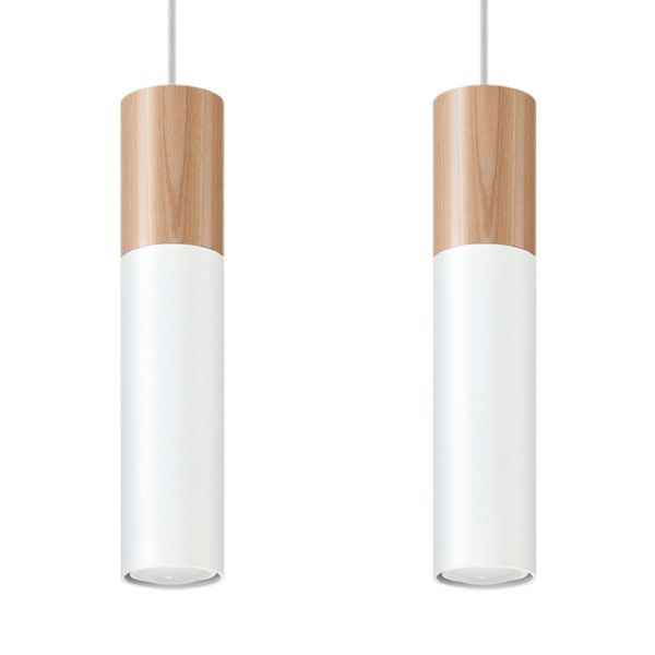 Suspension Acier Bois Naturel/Blanc GU10 2 Pablo