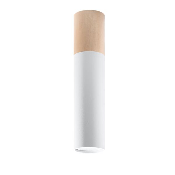 Plafonnier Acier Bois Naturel/Blanc GU10 1 Pablo