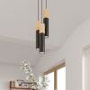 Suspension Acier Bois Naturel/Noir GU10 1 Pablo