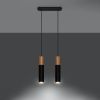Suspension Acier Bois Naturel/Noir GU10 2 Pablo