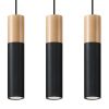 Suspension Acier Bois Naturel/Noir GU10 3 Pablo