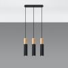 Suspension Acier Bois Naturel/Noir GU10 3 Pablo