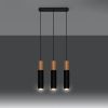Suspension Acier Bois Naturel/Noir GU10 3 Pablo