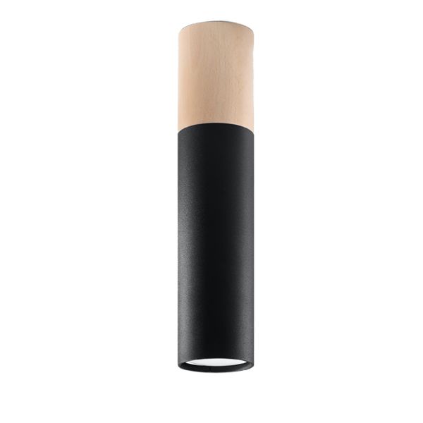 Plafonnier Acier Bois Naturel/Noir GU10 1 Pablo