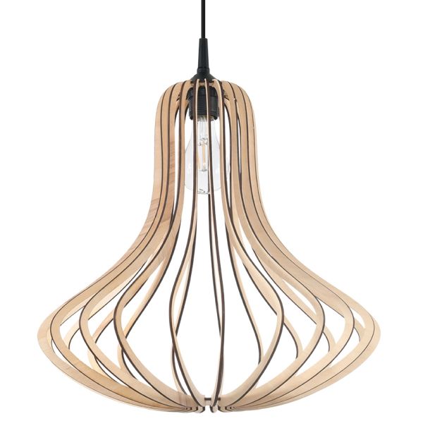 Suspension Bois Bois Naturel E27 1 Elza