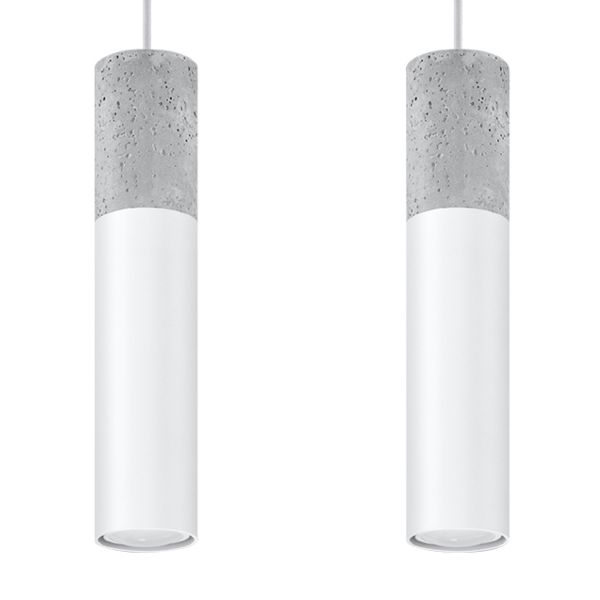 Suspension Acier Blanc/Gris GU10 2 Borigio