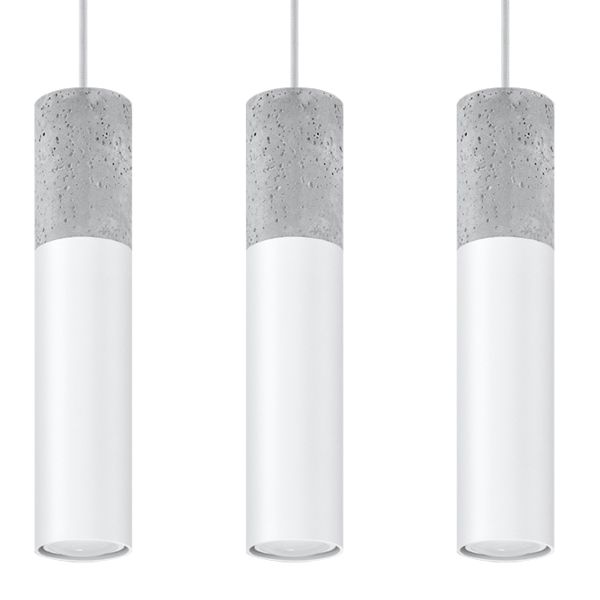Suspension Acier Blanc/Gris GU10 3 Borigio Line