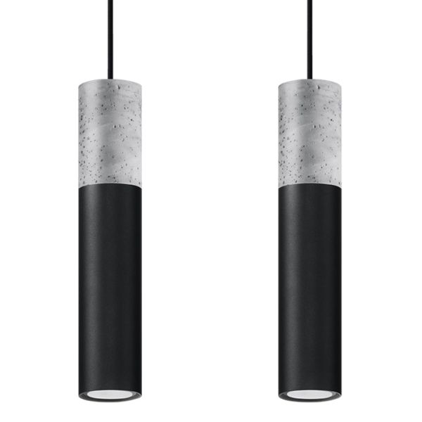 Suspension Acier Gris/Noir GU10 2 Borigio