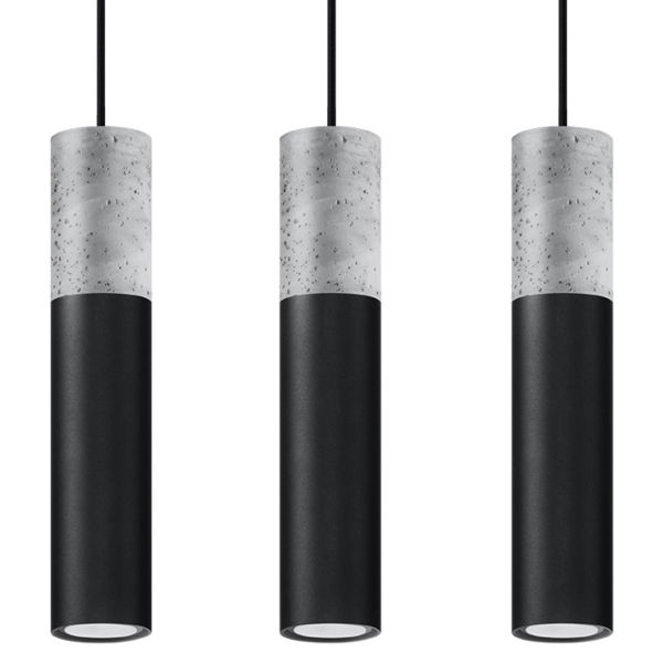Suspension Acier Gris/Noir GU10 3 Borigio Line