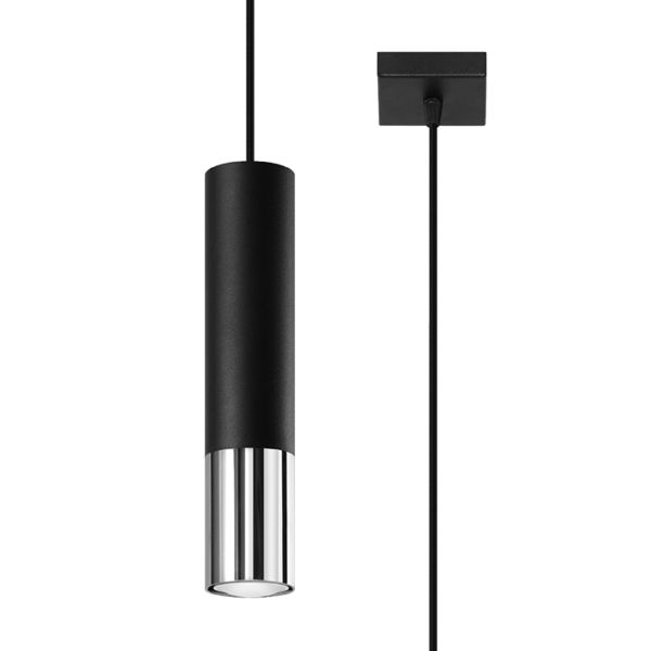 Suspension Acier Noir/Chromé GU10 1 Loopez