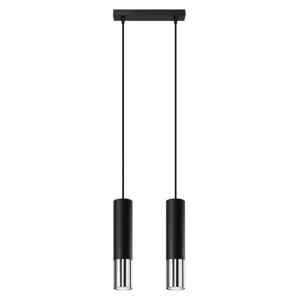 Suspension Acier Noir/Chromé GU10 2 Loopez