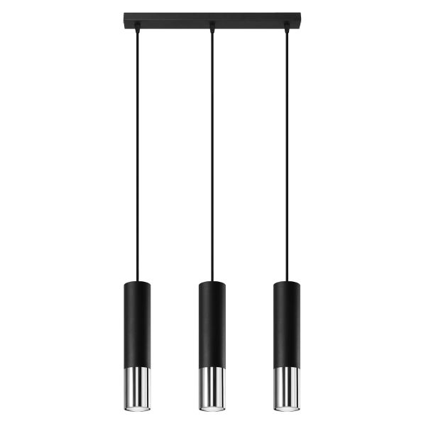 Suspension Acier Noir/Chromé GU10 3 Loopez Line