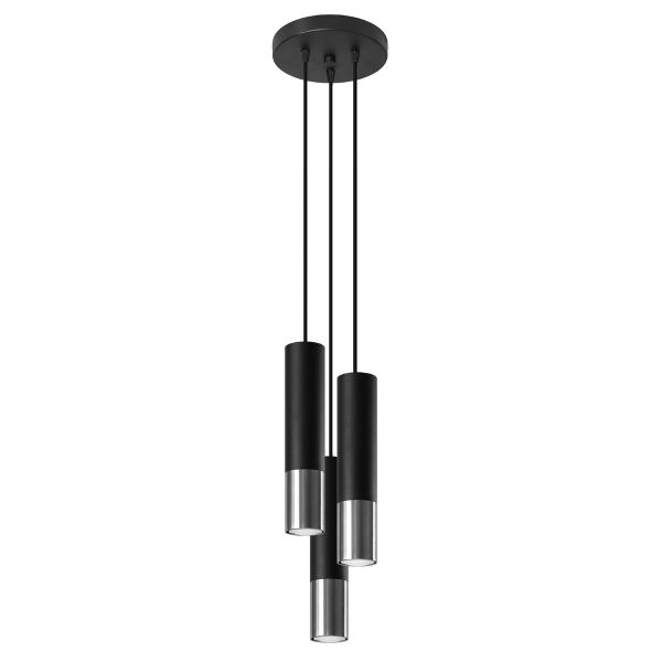 Suspension Acier Noir/Chromé GU10 3 Loopez