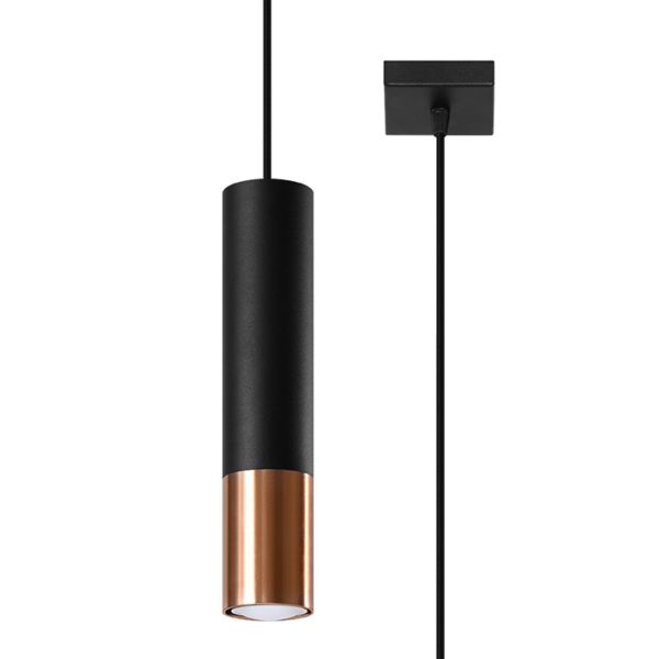 Suspension Acier Noir/Cuivre GU10 1 Loopez