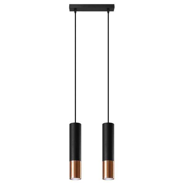 Suspension Acier Noir/Cuivre GU10 2 Loopez