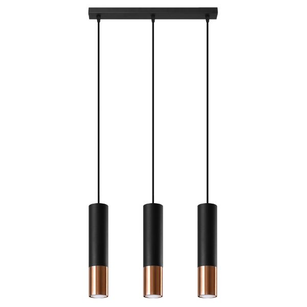 Suspension Acier Noir/Cuivre GU10 3 Loopez Line