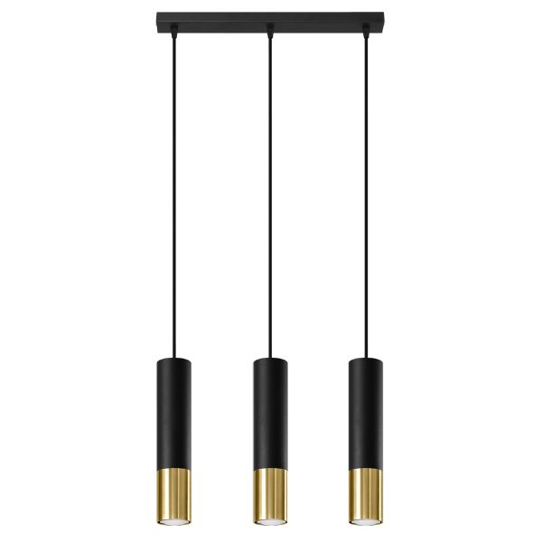 Suspension Acier Or/Noir GU10 3 Loopez Line