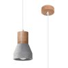 Suspension Béton Gris/Bois Naturel E27 1 Qubic