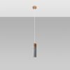 Suspension Béton Gris/Bois Naturel GU10 1 Zane