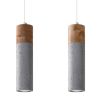Suspension Béton Gris/Bois Naturel GU10 2 Zane