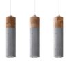 Suspension Béton Gris/Bois Naturel GU10 3 Zane