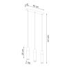 Suspension Béton Gris/Bois Naturel GU10 3 Zane