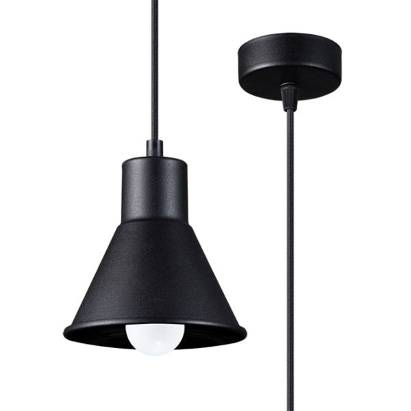 Suspension Acier Noir E27 1 Taleja