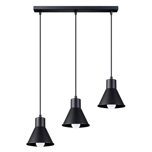 Suspension Acier Noir E27 3 Taleja