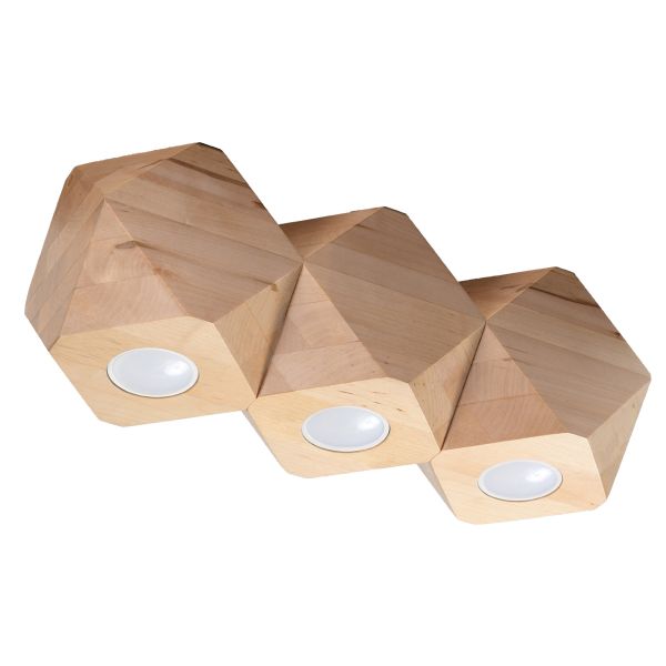 Plafonnier Bois Bois Naturel GU10 3 Woody