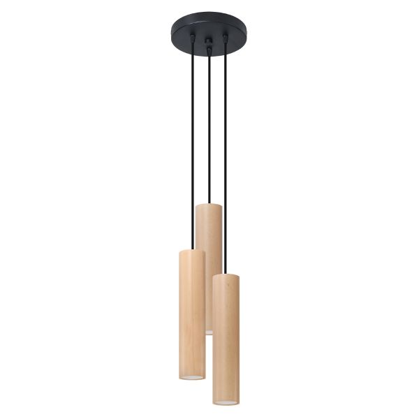 Suspension Bois Bois Naturel GU10 3 Lino