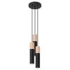 Suspension Acier Noir/Bois Naturel GU10 3 Pablo