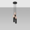 Suspension Acier Noir/Bois Naturel GU10 3 Pablo