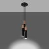 Suspension Acier Noir/Bois Naturel GU10 3 Pablo