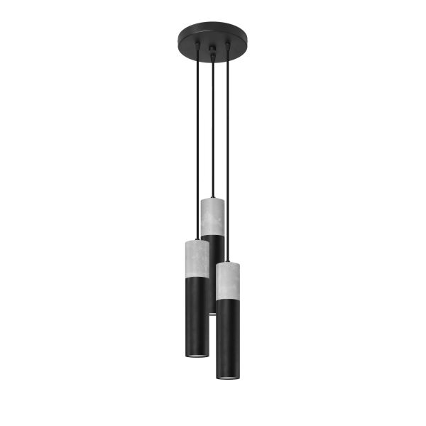 Suspension Acier Gris/Noir GU10 3 Borigio