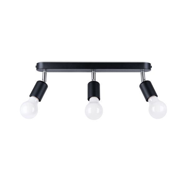 Plafonnier Acier Noir E27 3 Fornes