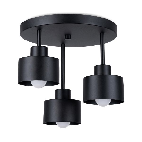 Plafonnier Acier Noir E27 3 Savar