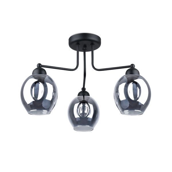 Lustre Acier Noir E27 3 Fillan