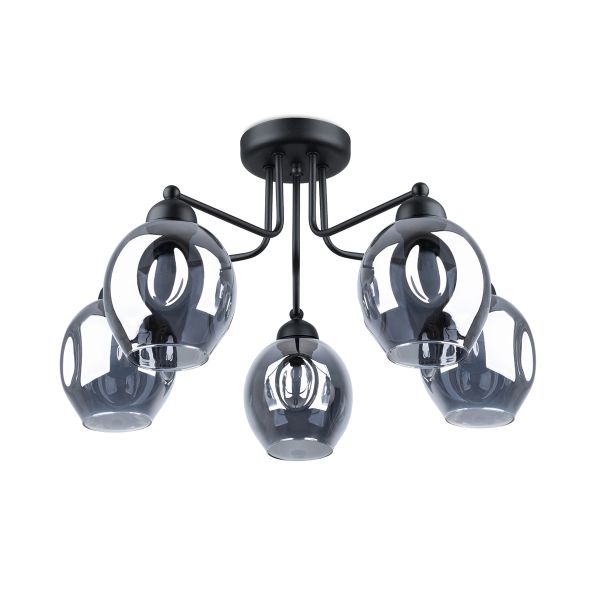 Lustre Acier Noir E27 5 Fillan