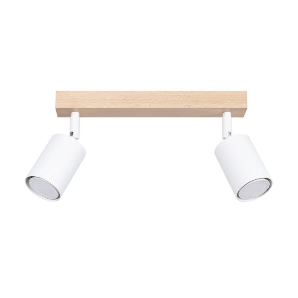 Plafonnier Acier Bois/Blanc GU10 2 Verdo