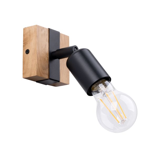 Applique Acier Bois/Noir E27 1 Zuca