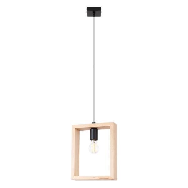 Suspension Acier Bois Naturel E27 1 Aries
