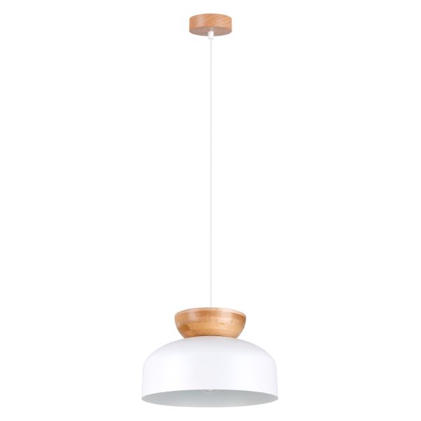 Suspension Bois Blanc/Bois Naturel E27 1 Marion