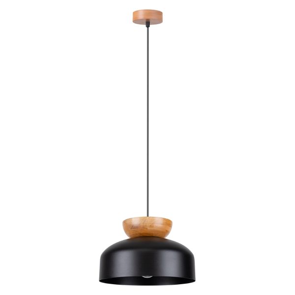 Suspension Bois Noir/Bois Naturel E27 1 Marion
