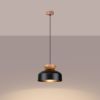 Suspension Bois Noir/Bois Naturel E27 1 Marion